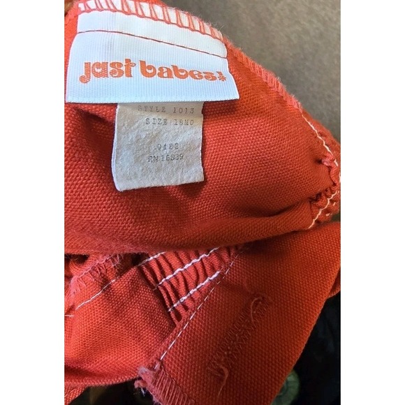 Vintage Just‎ Babes Baby Overalls Sz 18 Mos Red Clown Embroidered 70s 80s - Picture 4 of 5